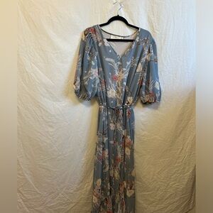 Hillary Scott LaBellum Periwinkle Blue Floral Ruffle Romantic Maxi Dress